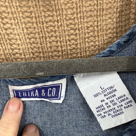 Erika & Co vintage Blue leaf/floral embroidered, Embellished midi denim dress - Picture 9 of 9